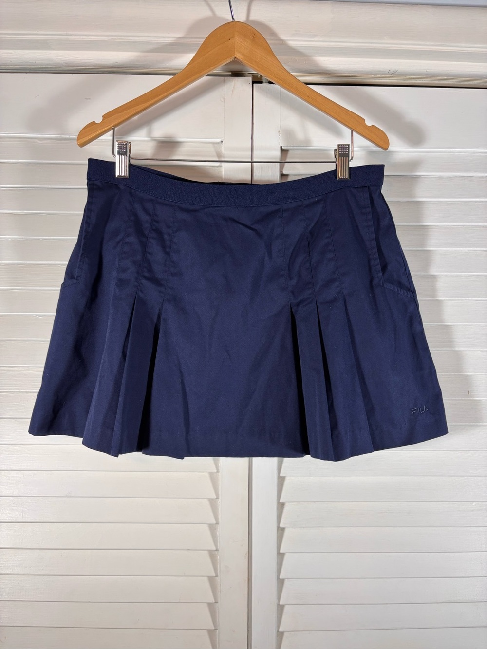 FILA Vintage 90s Pleated Tennis Mini Skirt Navy Blue Size 12